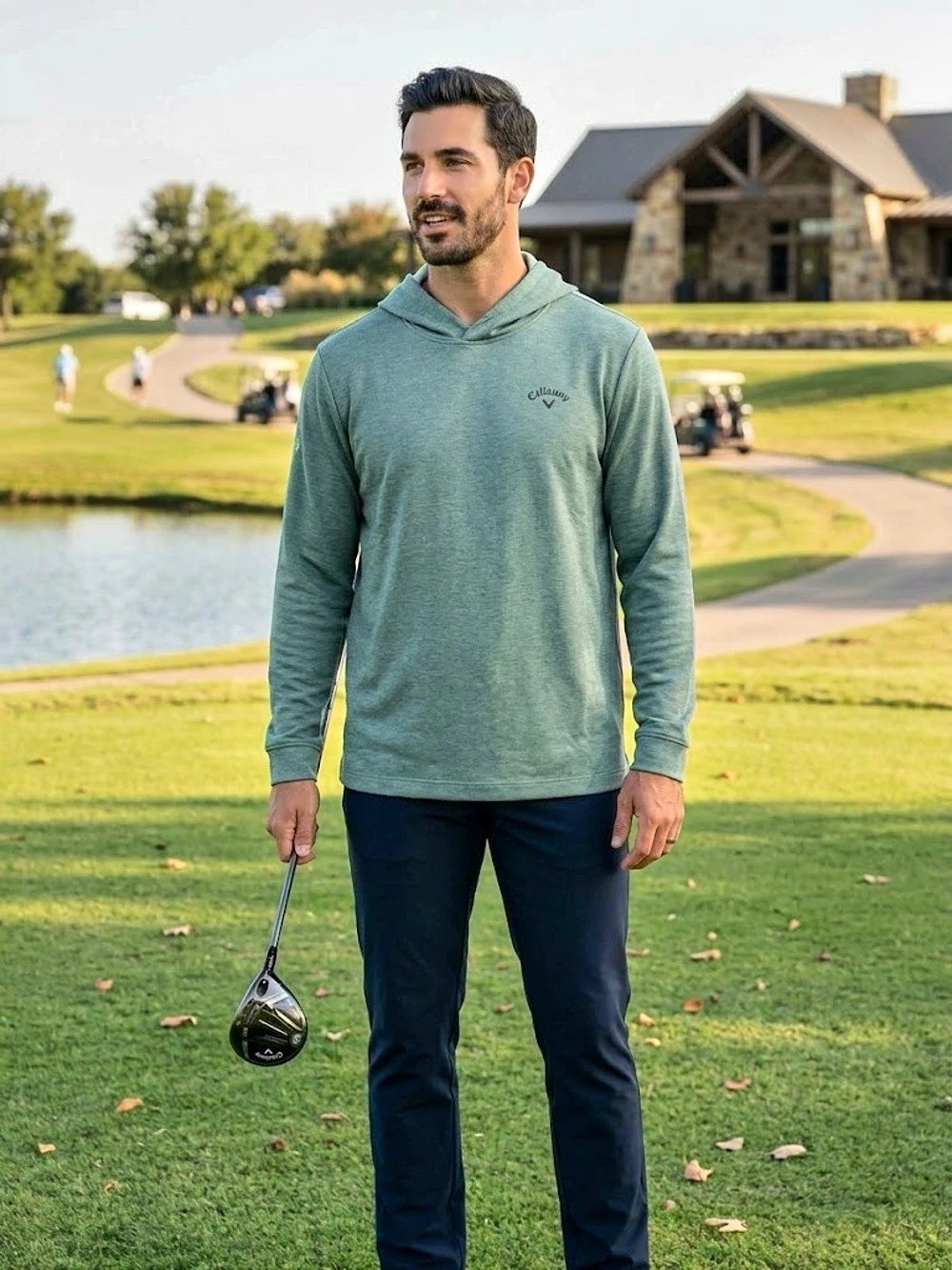 NWT Callaway Golf Hoodie Mens 2XL Dark Sagebrush Green Heather Pullover $100